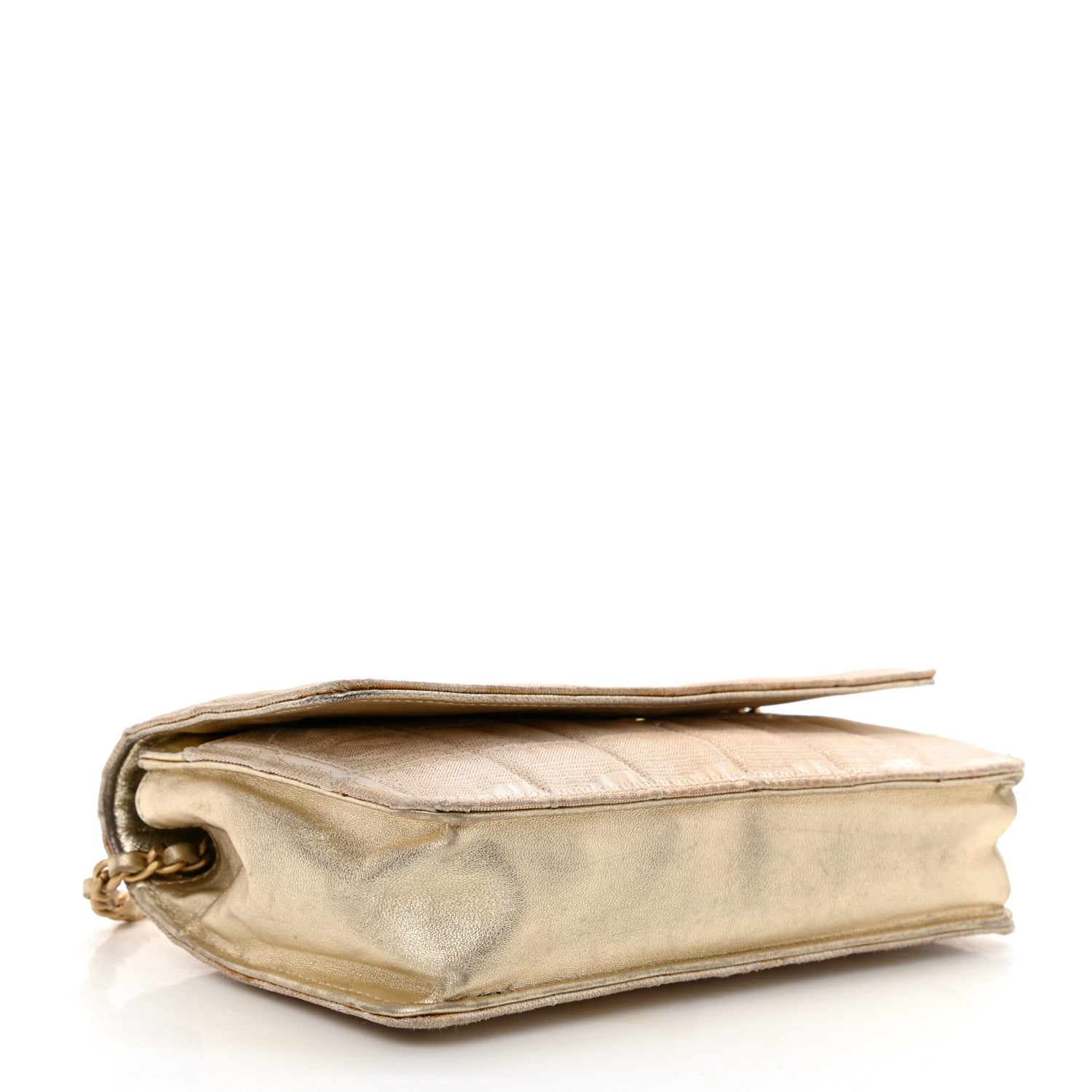 Chanel Nylon Travel Wallet On Chain WOC Metallic Gold 4 of 13