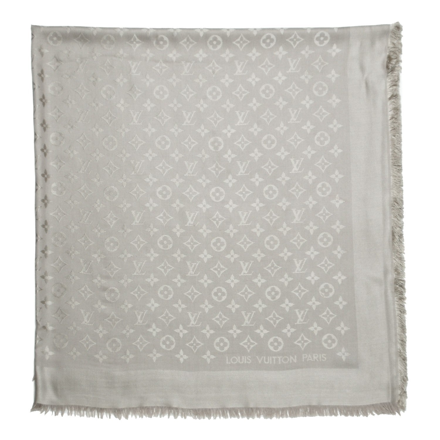 Louis Vuitton Silk Lurex Wool Monogram Shine Shawl Beige 1 of 5