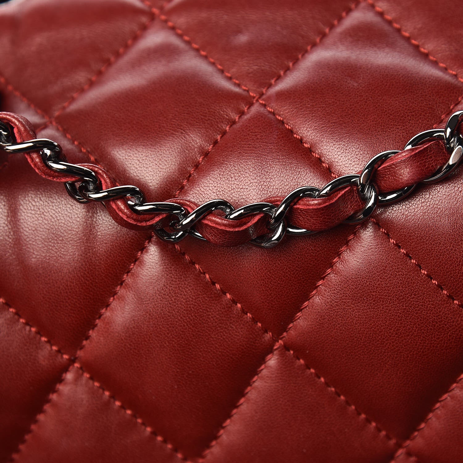 Chanel Lambskin Quilted Large 3 Flap Rouge Fonce 14 of 15