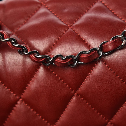 Chanel Lambskin Quilted Large 3 Flap Rouge Fonce 14 of 15