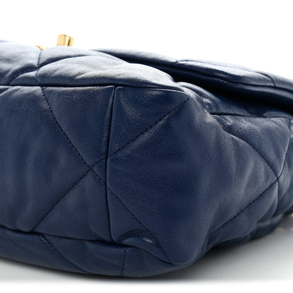 Chanel Goatskin Quilted Large Chanel 19 Flap Dark Blue 10 of 10