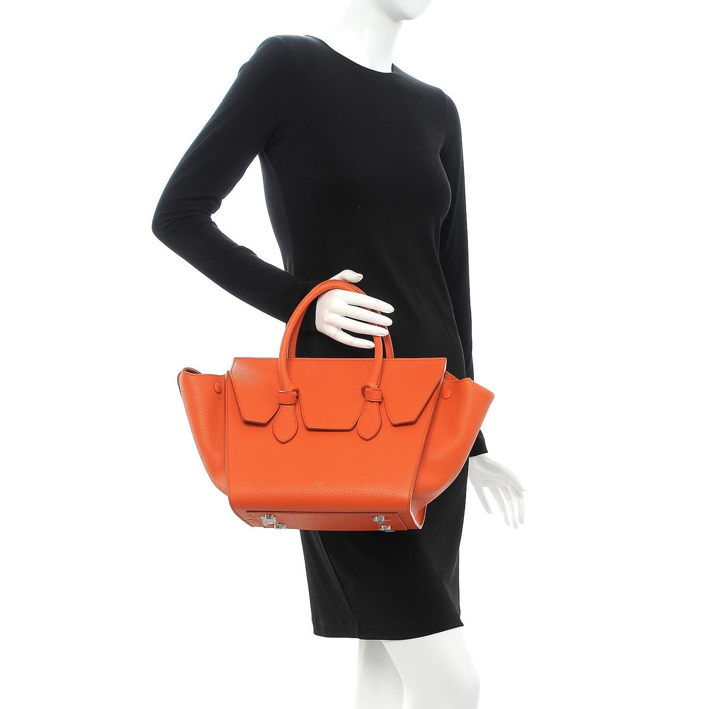 Crisped Calfskin Mini Tie Knot Tote Burnt Orange