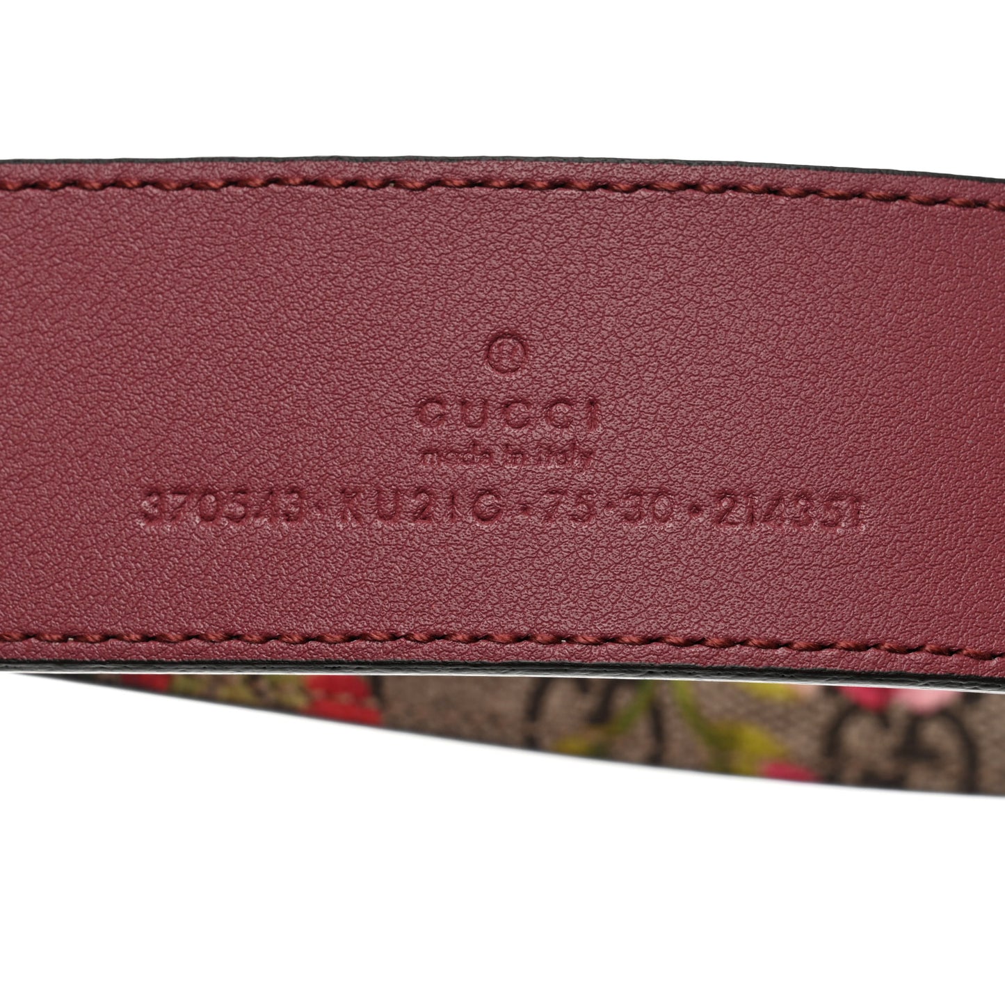 GG Supreme Monogram Blooms Moon Calfskin Interlocking G 37mm Belt 75 30 Beige Ebony Multicolor Dry Rose