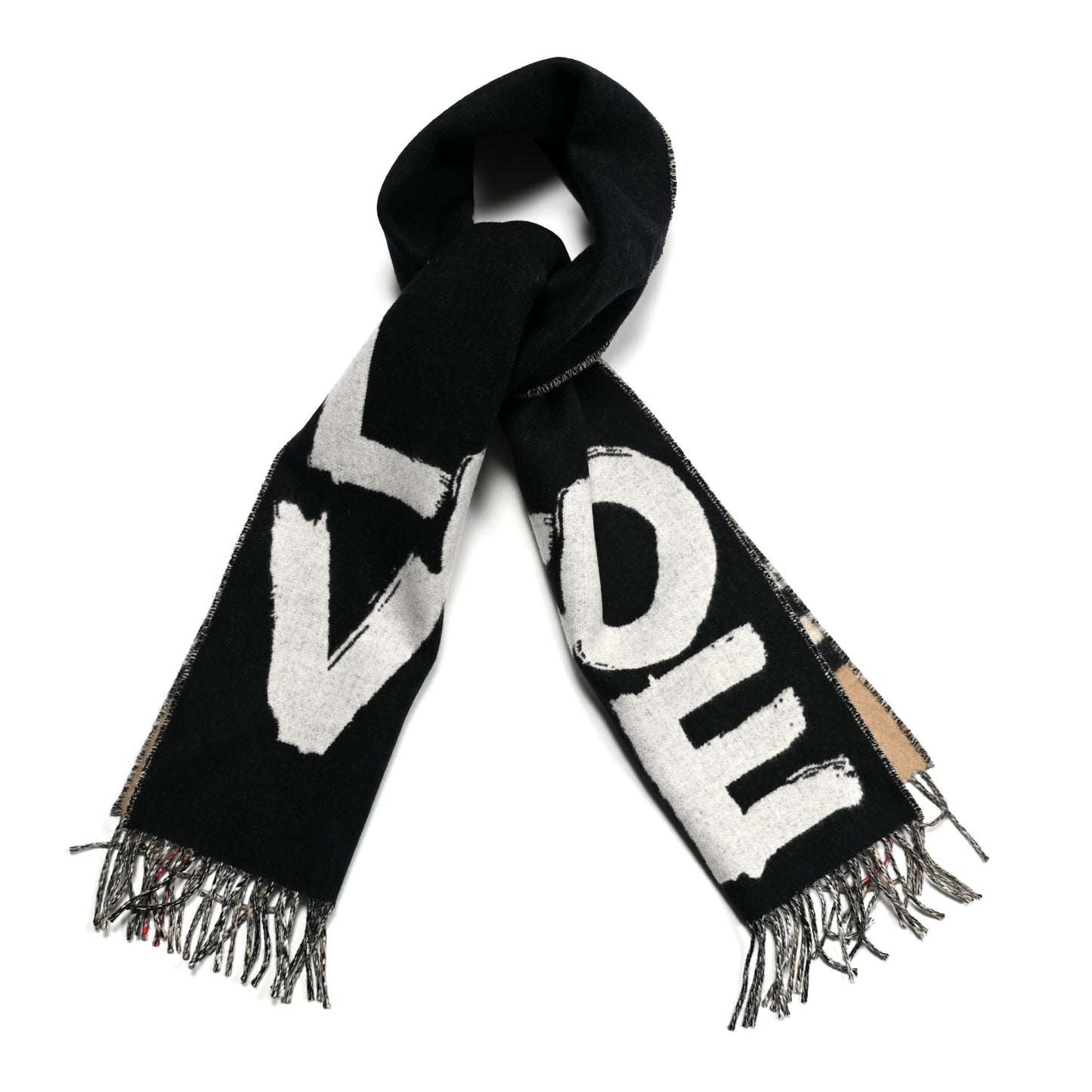 Cashmere Love Scarf Archive Beige Black