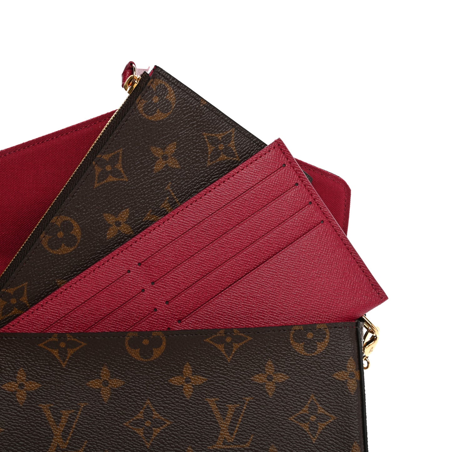 Monogram Pochette Felicie Chain Wallet Fuchsia