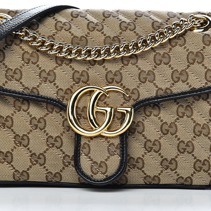 Gucci Monogram Matelasse Diagonal Small GG Marmont Shoulder Bag Beige Black 14 of 14