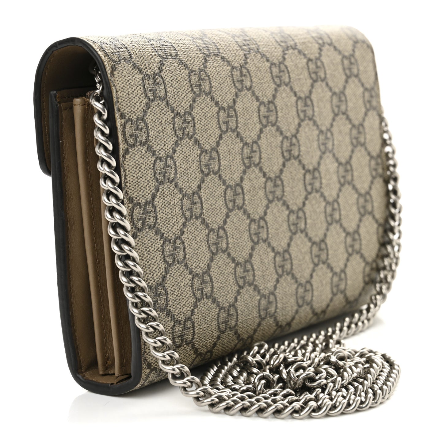 GG Supreme Monogram Mini Dionysus Chain Wallet Beige Taupe