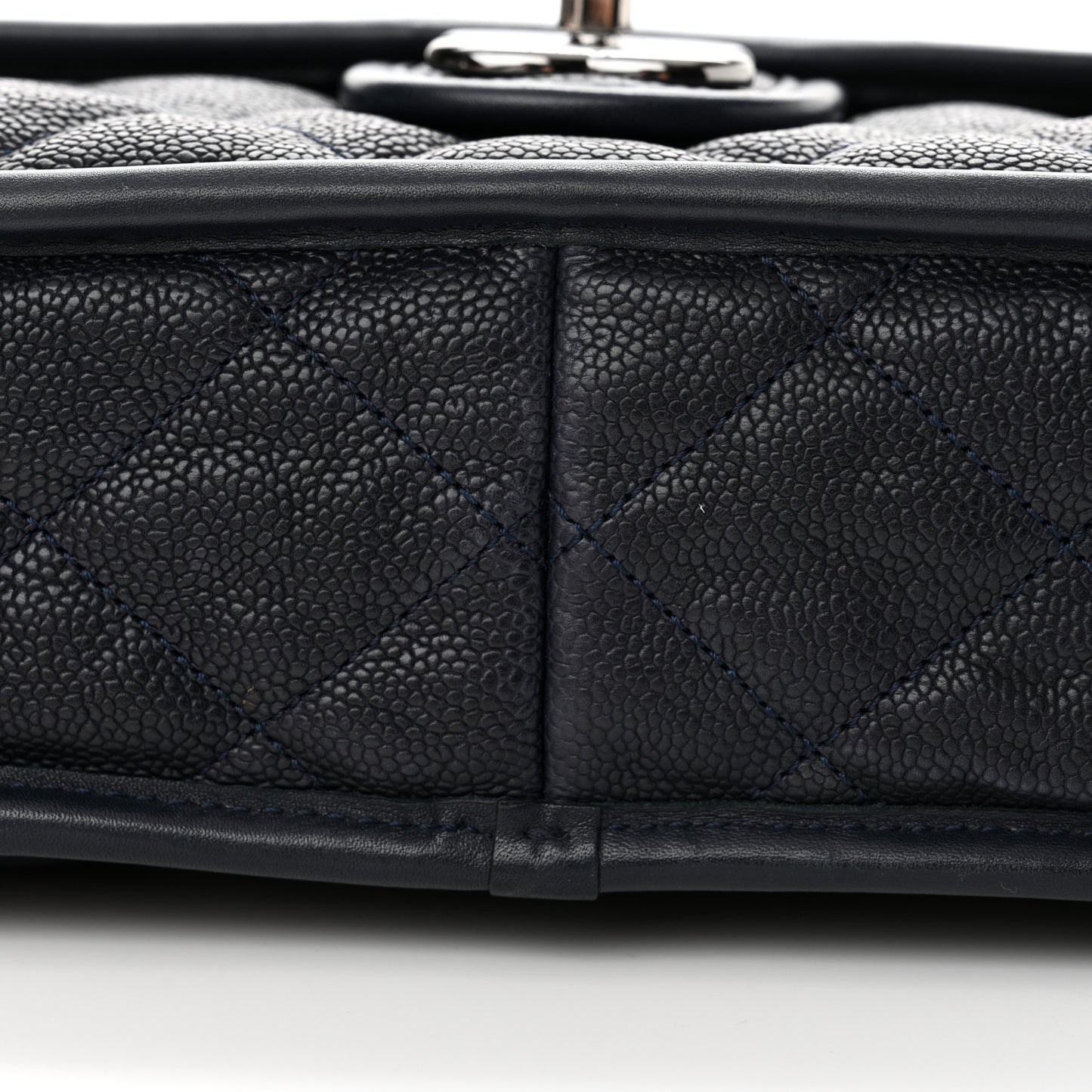 Caviar Quilted Large French Riviera Flap Navy Blue