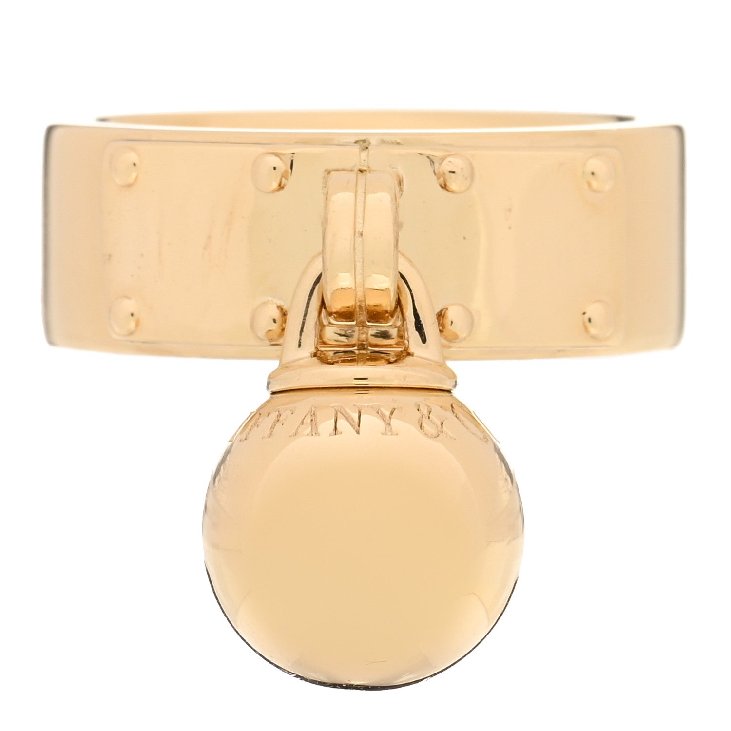 Tiffany 18K Yellow Gold HardWear Dangle Ball Ring 49 4.75 1 of 5