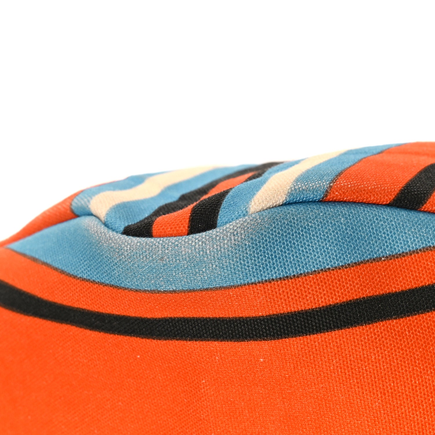 Prada Canvas Logo Embossed Striped Large Triangle Shoulder Bag Arancio 9 of 9