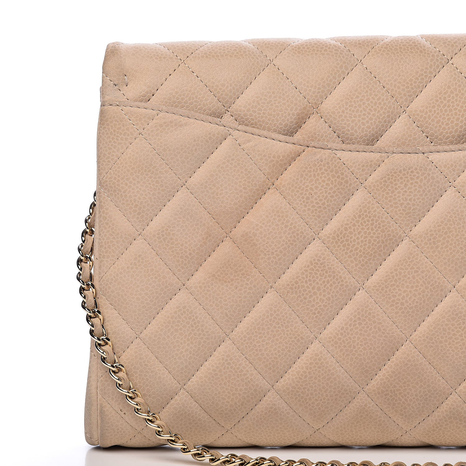 Chanel Caviar Quilted Clutch With Chain Flap Beige 9 of 14
