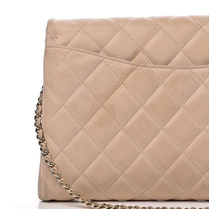 Chanel Caviar Quilted Clutch With Chain Flap Beige 9 of 14
