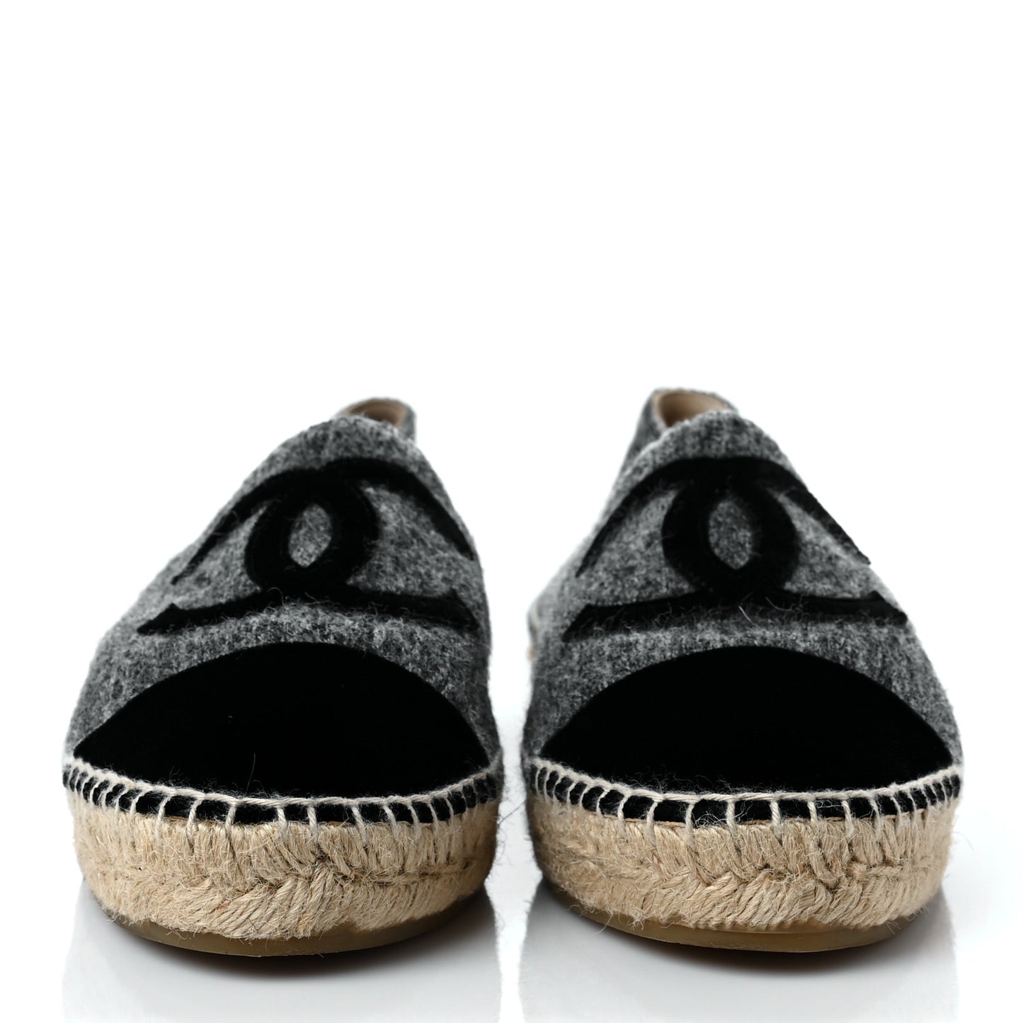 Tweed Velvet CC Espadrilles 41 Grey Black
