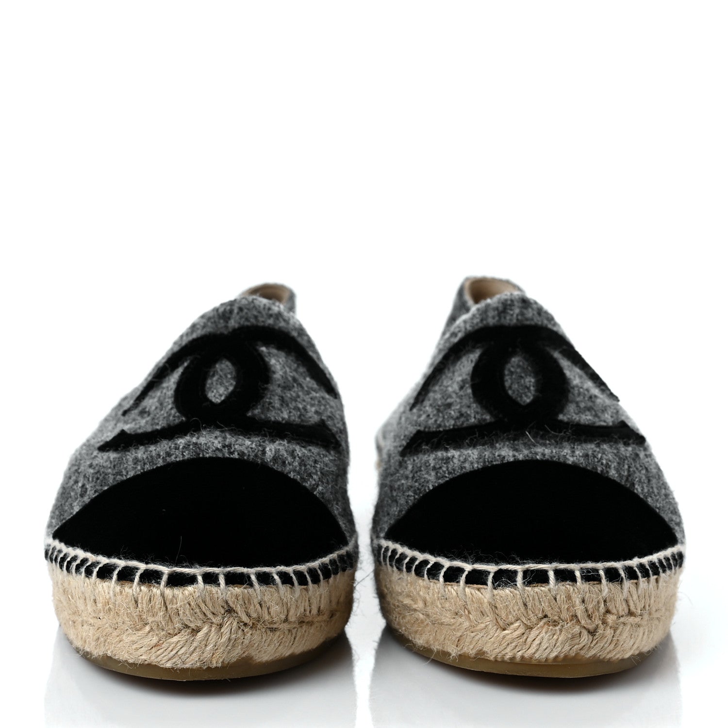 Chanel Tweed Velvet CC Espadrilles 41 Grey Black 2 of 9