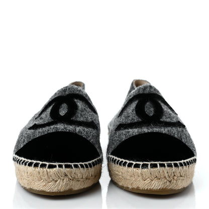 Chanel Tweed Velvet CC Espadrilles 41 Grey Black 2 of 9