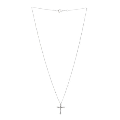 Tiffany Platinum Diamond Small Cross Pendant Necklace 3 of 8