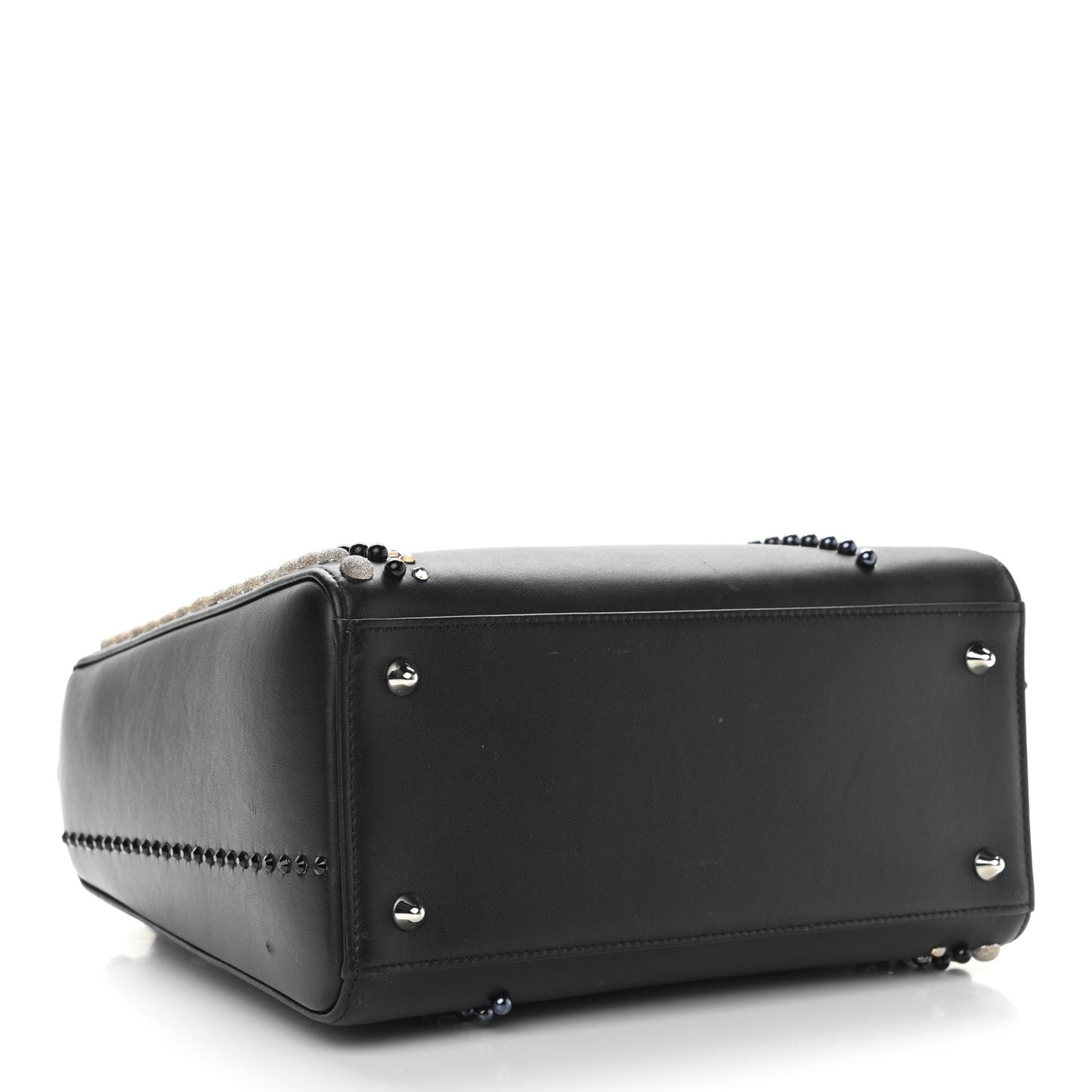 Calfskin Studded Medium Lady Dior Black