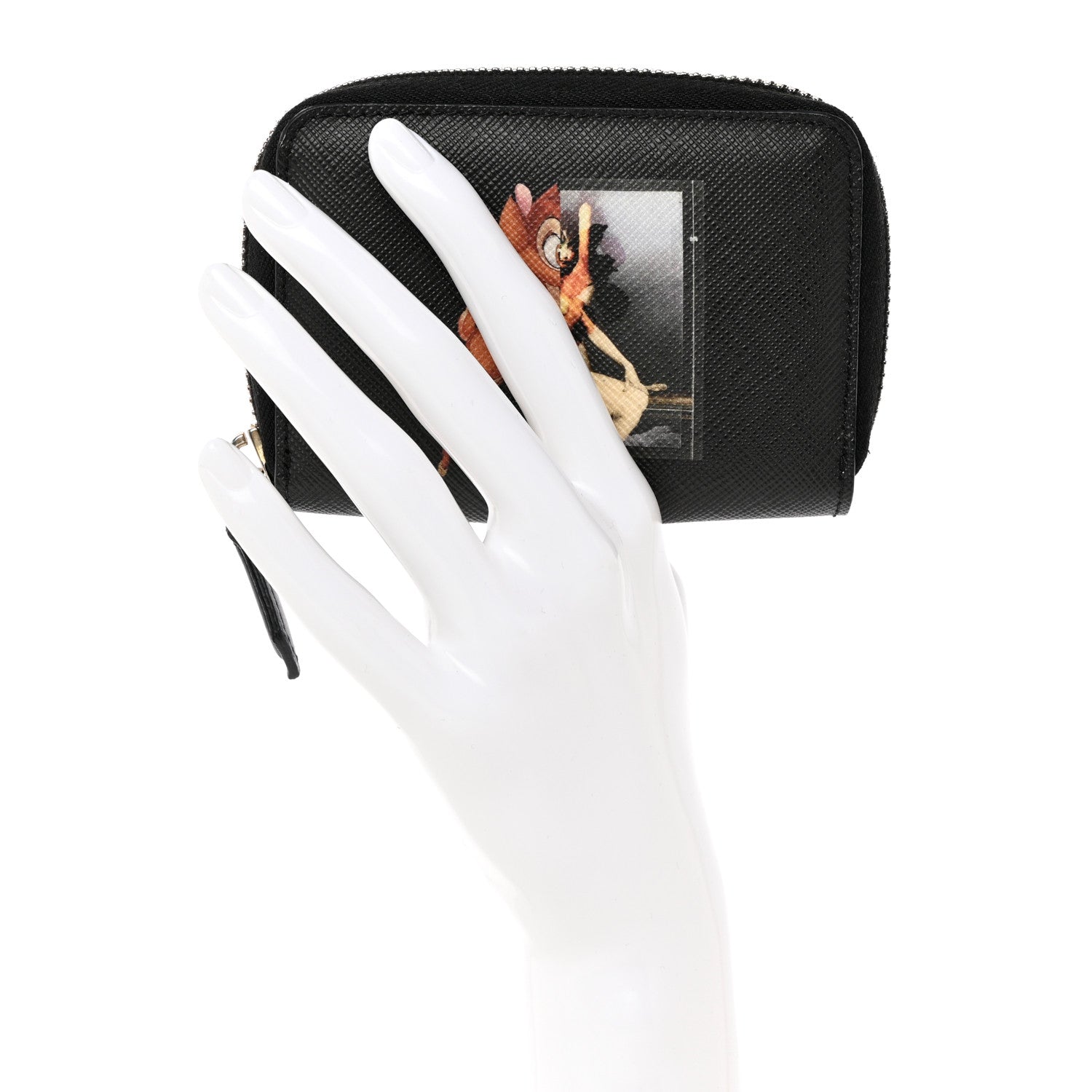 Givenchy Textured Coated Canvas Iconic Bambi Print Mini Zip Wallet Black 2 of 17
