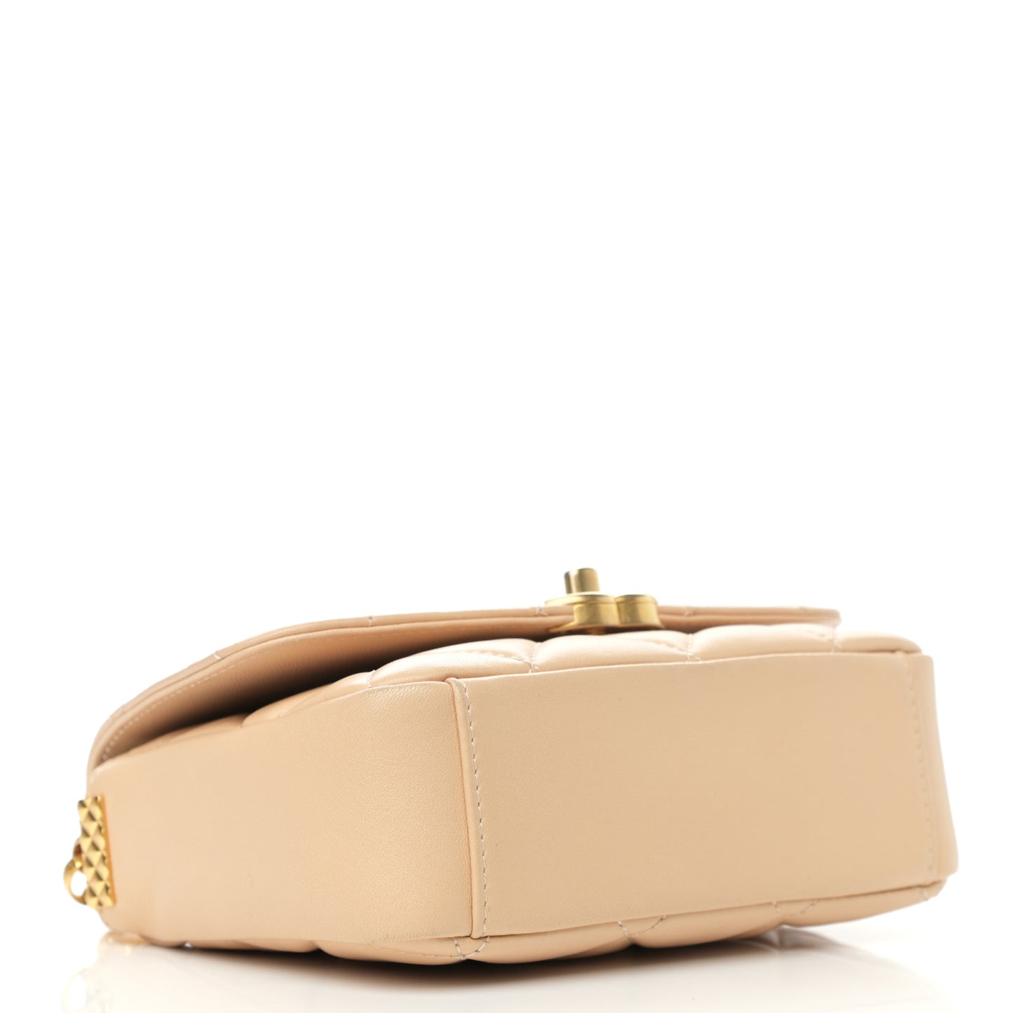 Lambskin Quilted Small CC Coin Flap Bag Beige