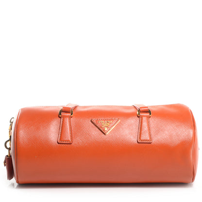 Prada Saffiano Lux Barrel Bag Papaya 1 of 9