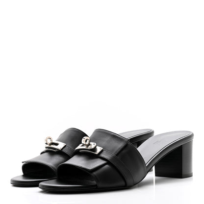 Hermes Calfskin Gigi 50 Sandals 40 Gold Black 3 of 10