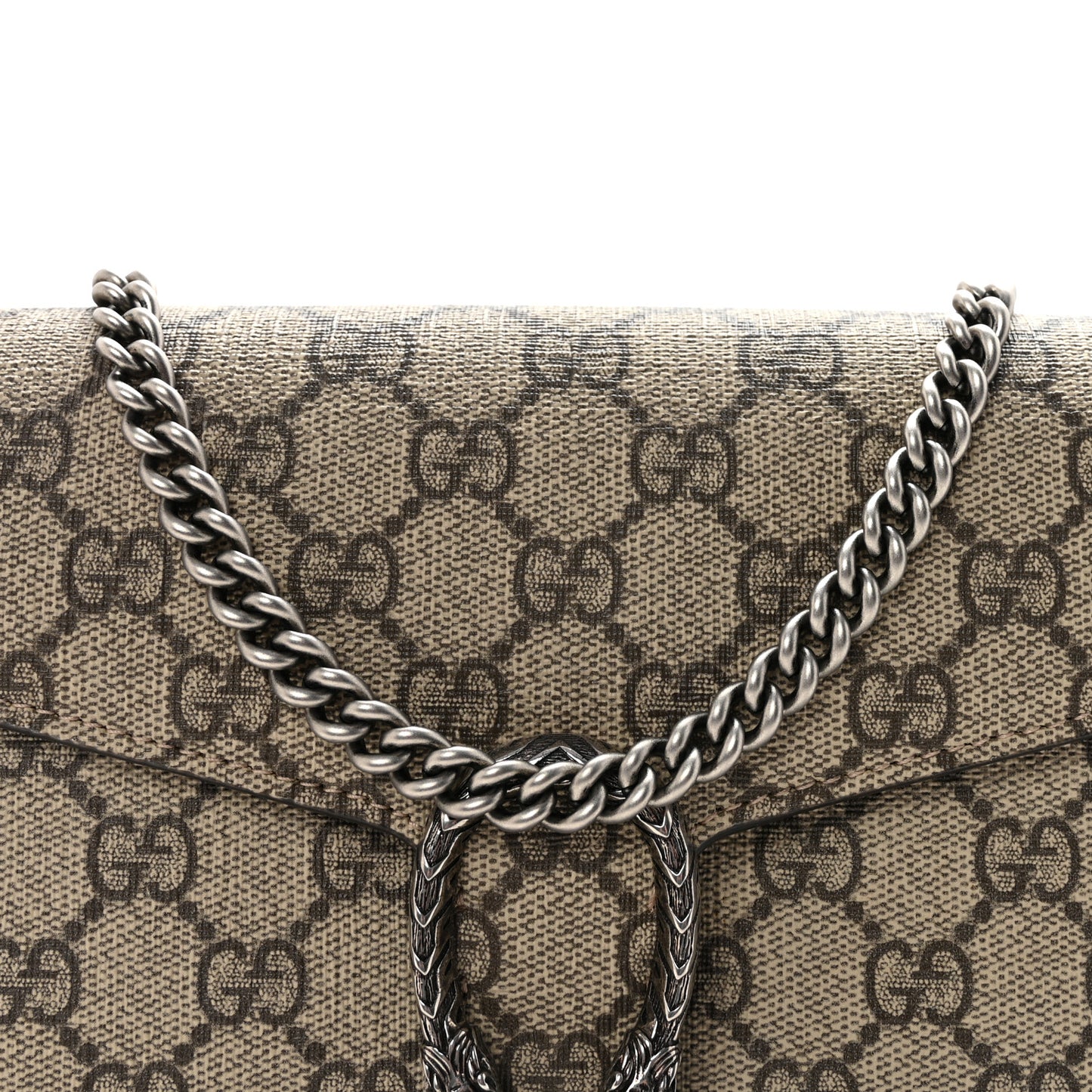 GG Supreme Monogram Mini Dionysus Chain Wallet Beige Taupe