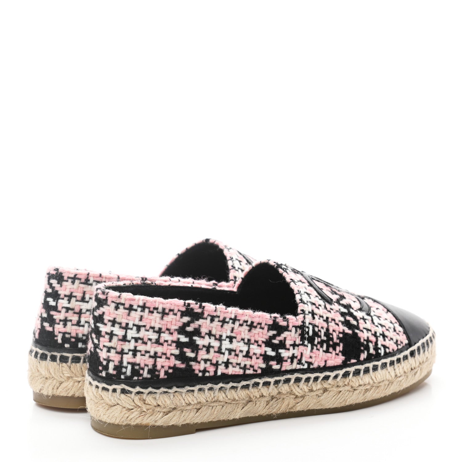 Chanel Tweed Lambskin CC Espadrilles 37 Pink Black 4 of 9