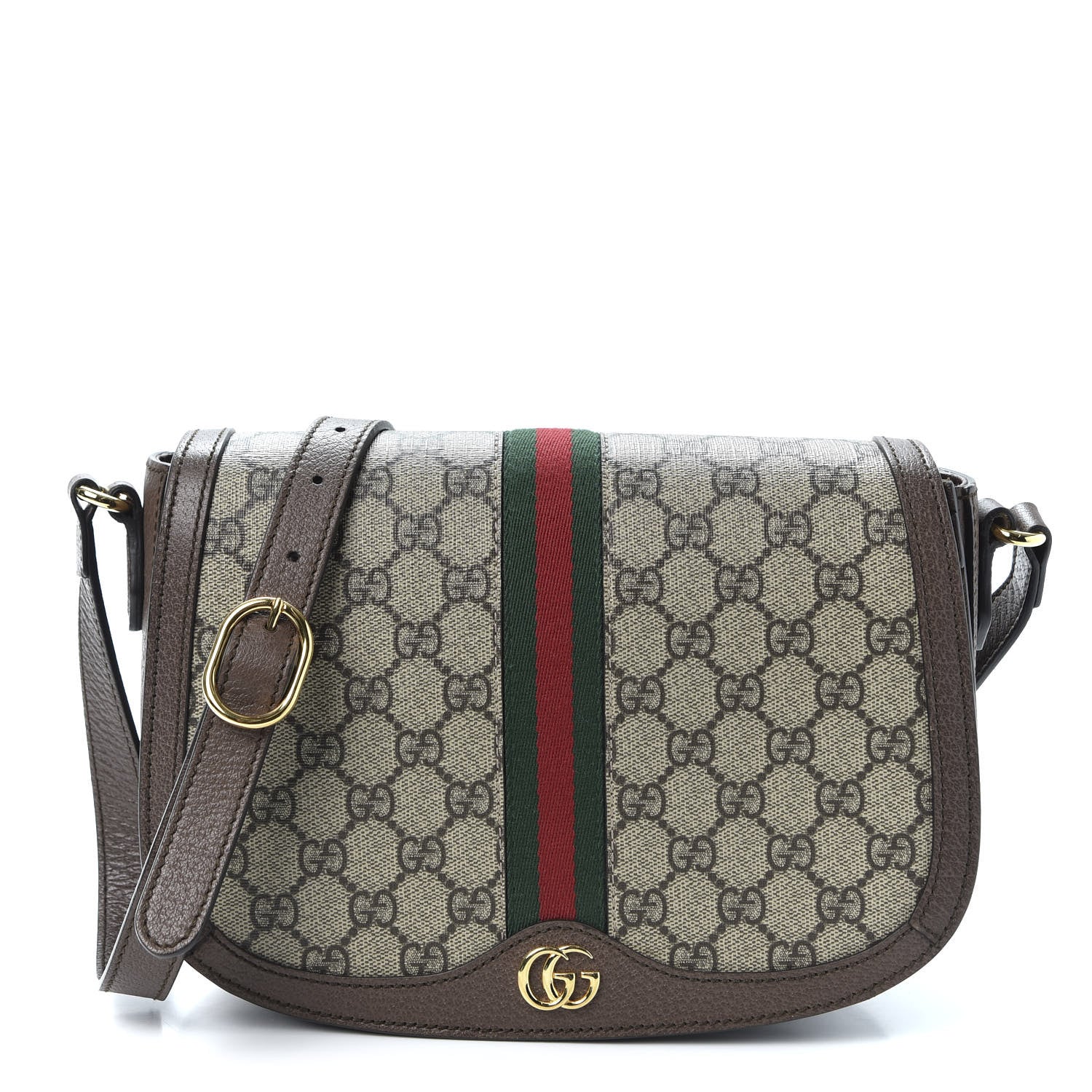 Gucci GG Supreme Monogram Web Small Ophidia Flap Messenger Bag Brown 1 of 10