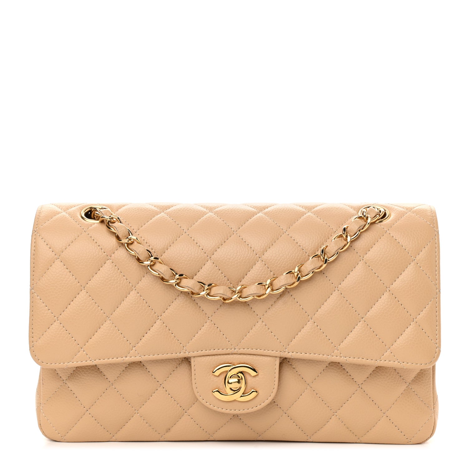Chanel Caviar Quilted Medium Double Flap Beige 1 of 12