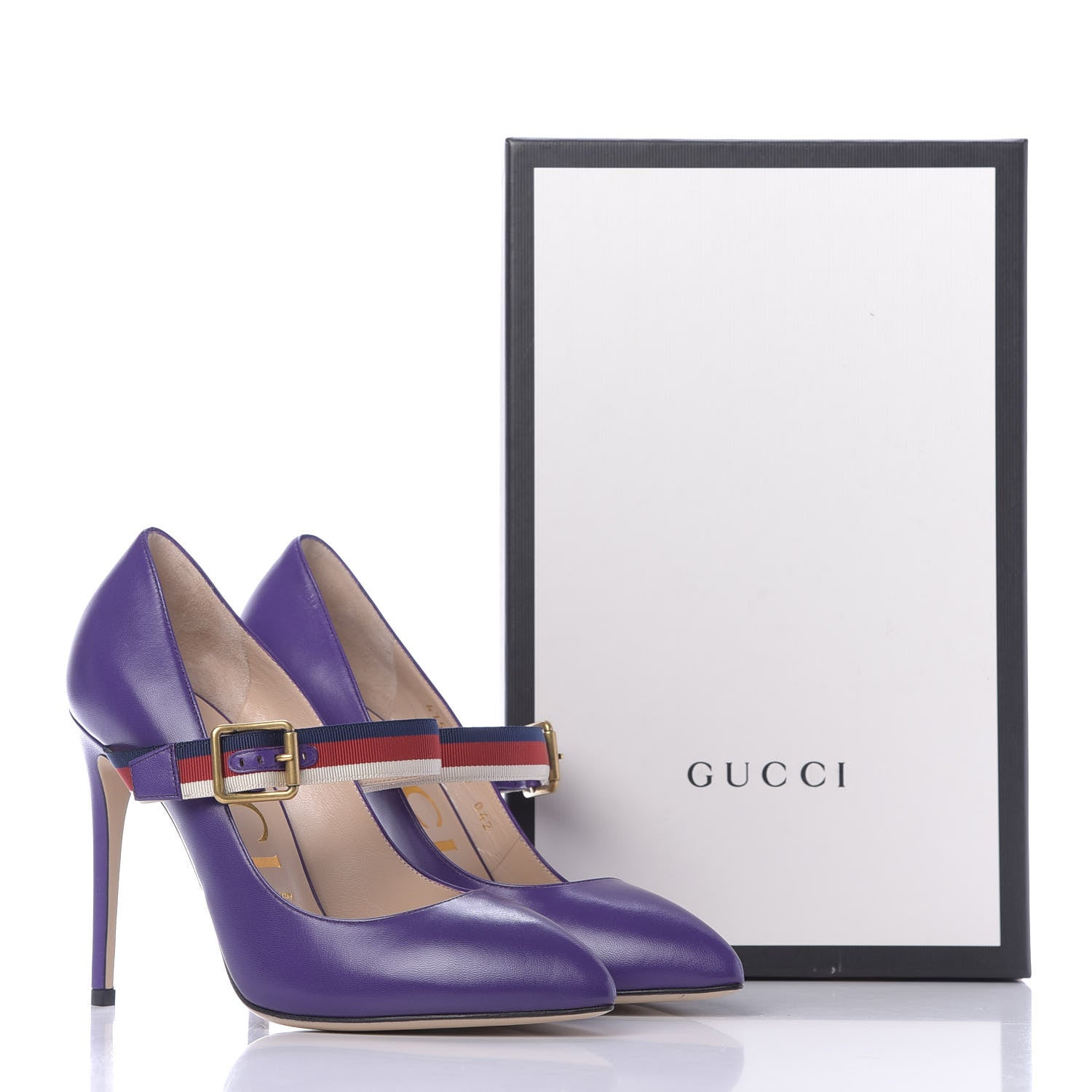 Gucci Malaga Kid Sylvie High Heel Pumps 39 Shine Purple 11 of 11