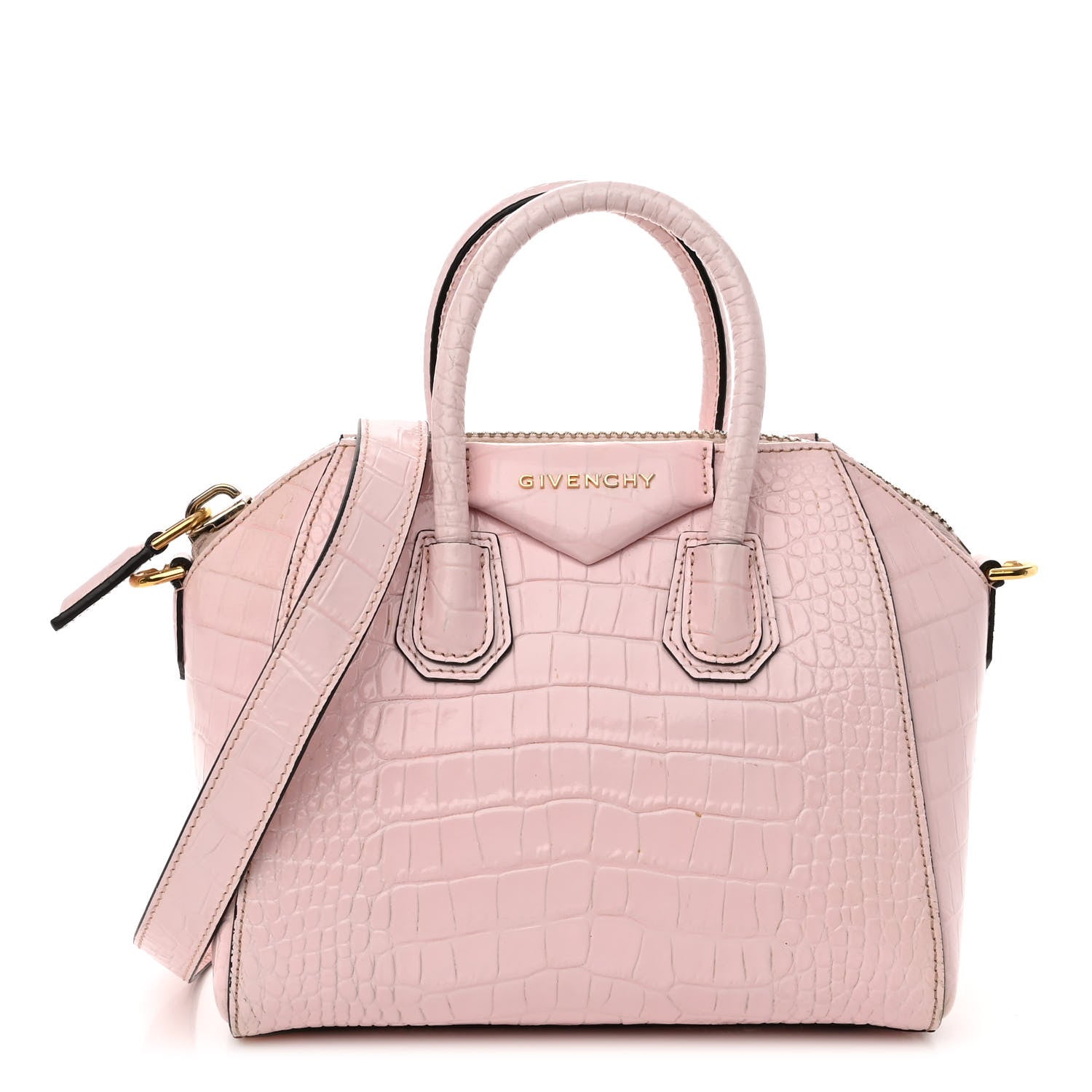 Givenchy Calfskin Crocodile Embossed Mini Antigona Pink 1 of 13