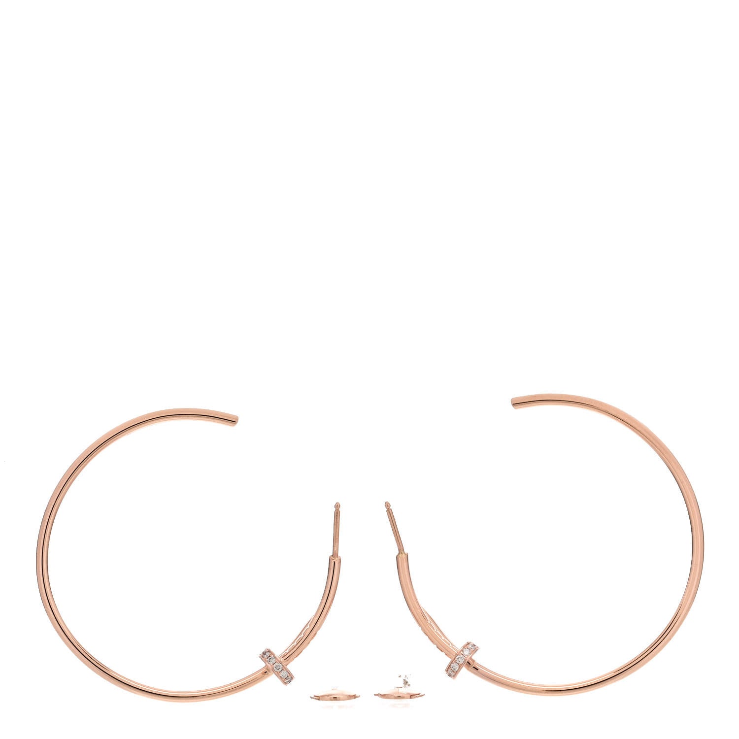 Cartier 18K Pink Gold Diamond Juste Un Clou Hoop Earrings 3 of 4