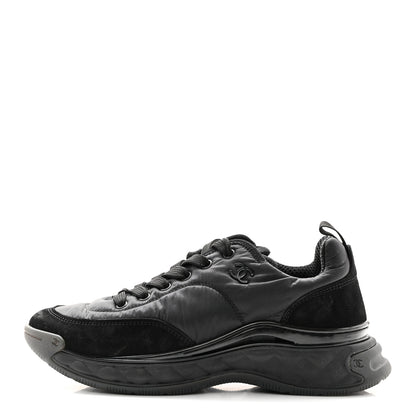 Chanel Nylon Suede Calfskin CC Sneakers 40 Black 1 of 11