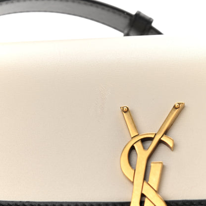 Saint Laurent Smooth Calfskin Small Two-tone Solferino Satchel Ivory Natural Black 10 of 10