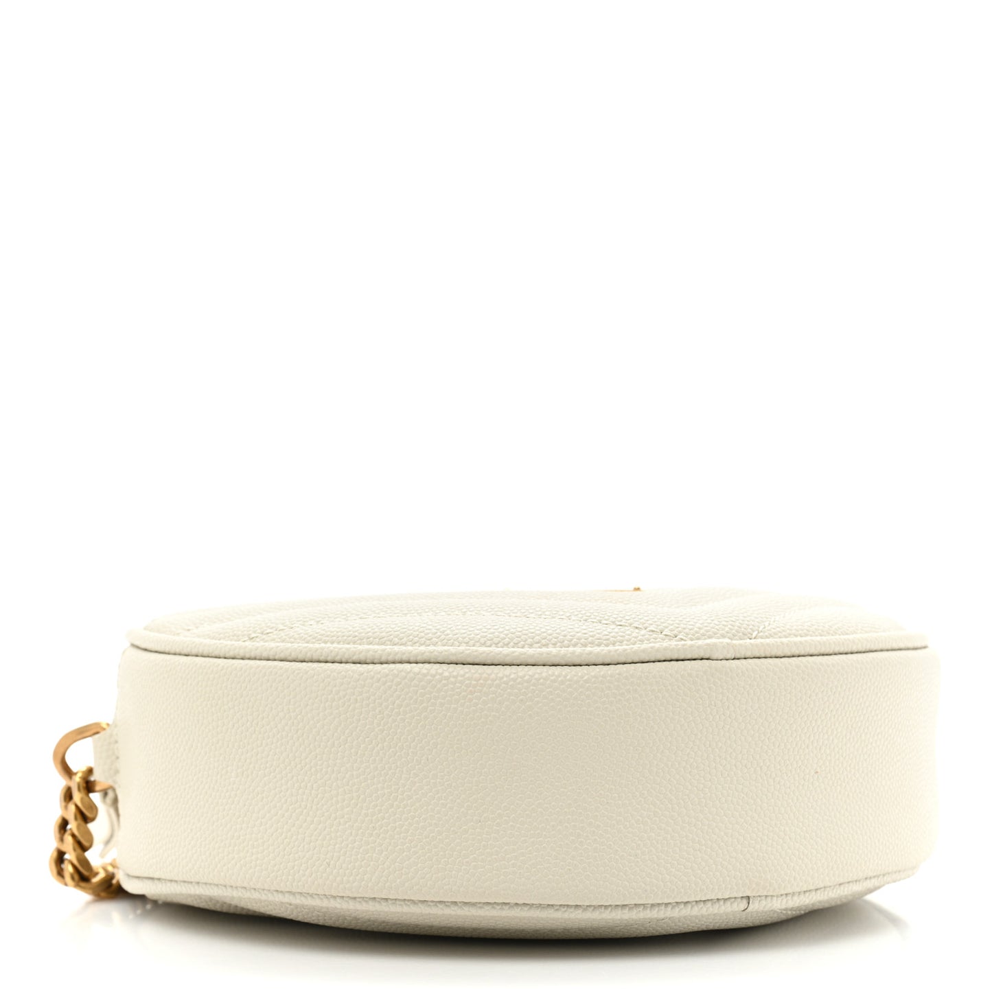 Grain De Poudre Matelasse Chevron Quilted Round Vinyle Camera Bag White