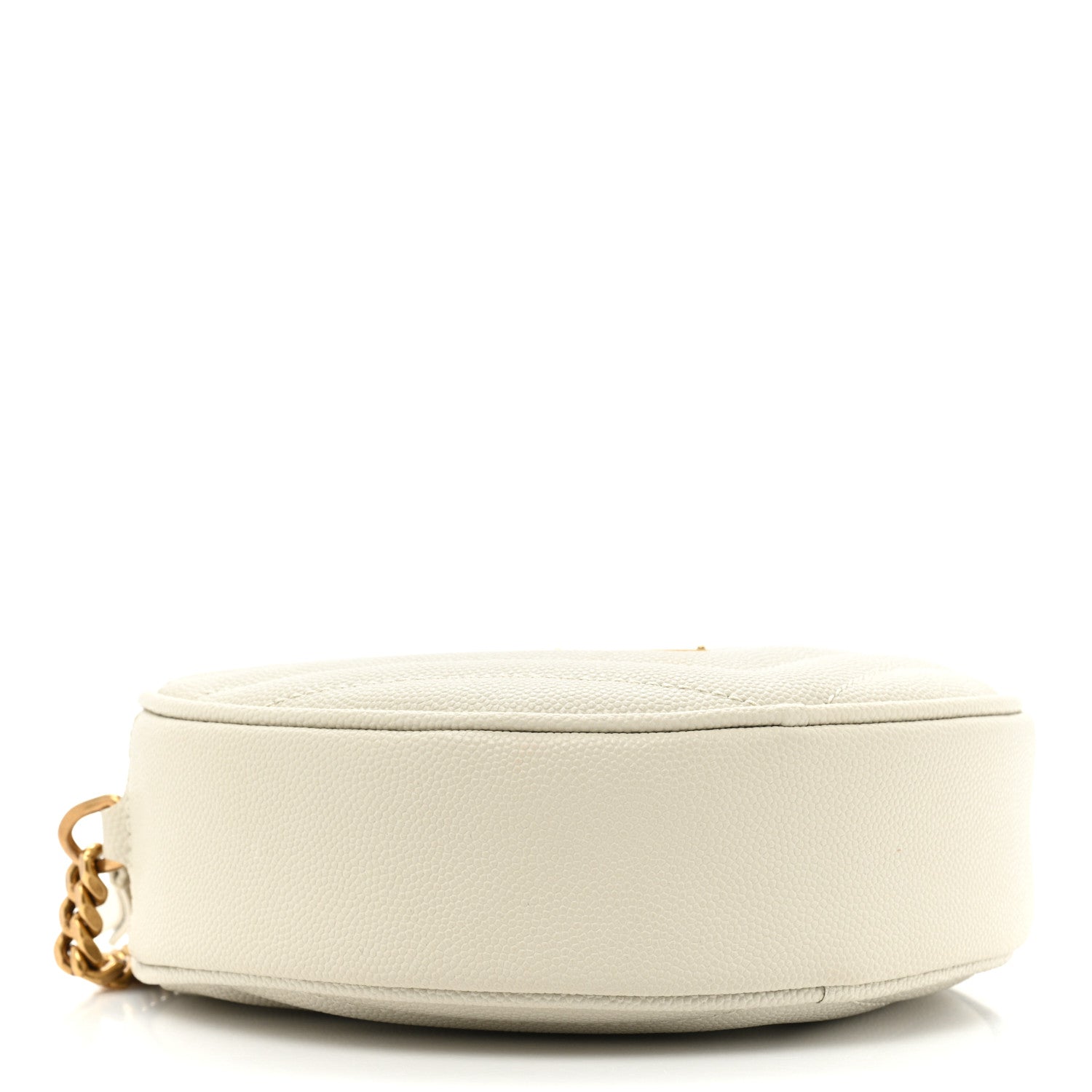 Saint Laurent Grain De Poudre Matelasse Chevron Quilted Round Vinyle Camera Bag White 4 of 10