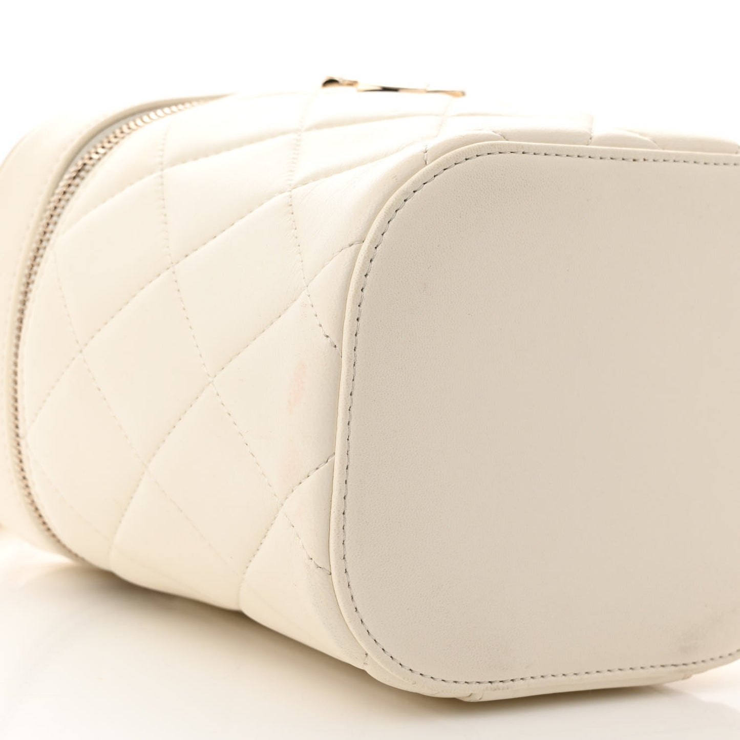 Lambskin Quilted Trendy Vanity Case White