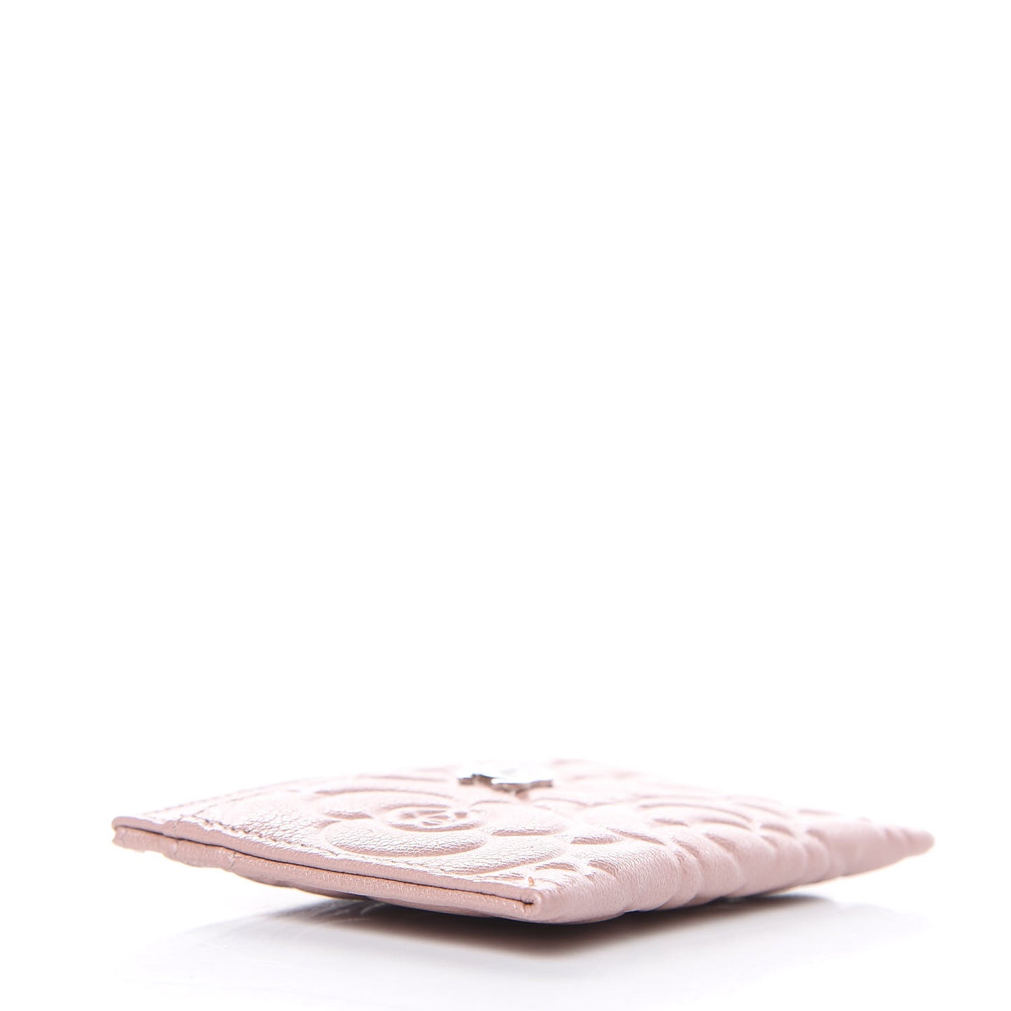 Goatskin Camellia Embossed Card Holder Light Pink