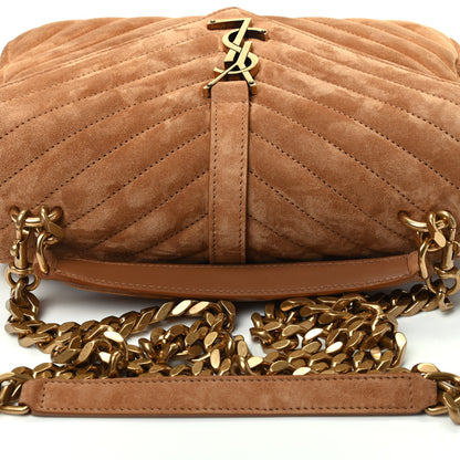 Saint Laurent Suede Matelasse Chevron Monogram Medium College Bag Cinnamon 9 of 9