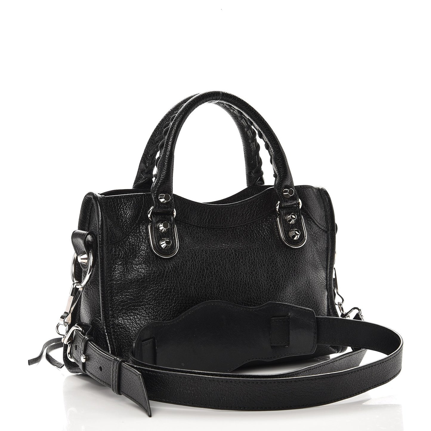 Chevre Silver Metallic Edge Hardware Mini City Black