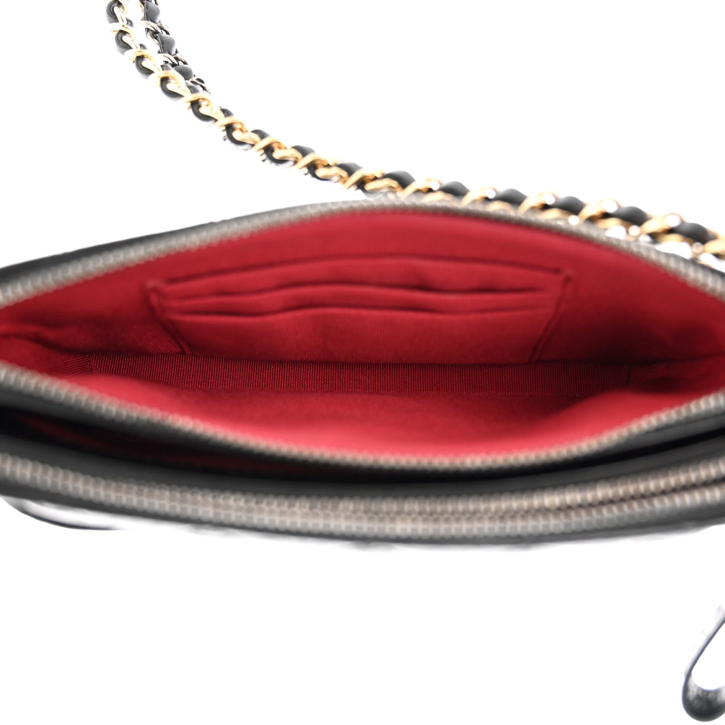 Aged Calfskin Quilted Small Gabrielle Clutch With Chain Black