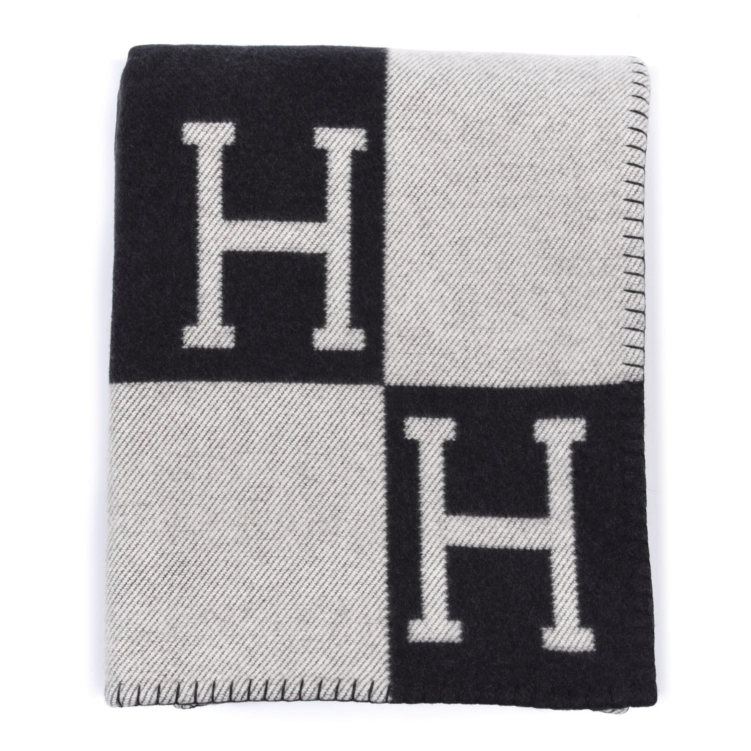 Hermes Wool Cashmere Avalon Blanket Ecru Gris Fonce 1 of 3