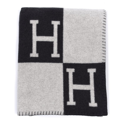 Hermes Wool Cashmere Avalon Blanket Ecru Gris Fonce 1 of 3
