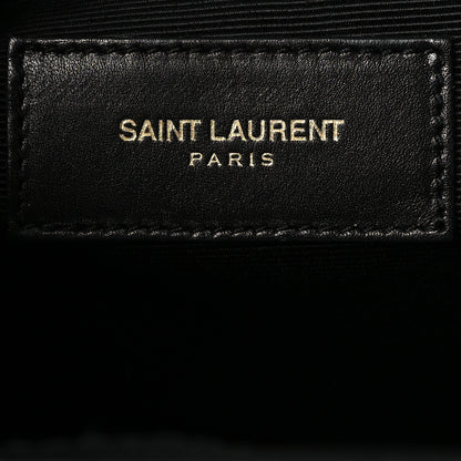 Saint Laurent Smooth Calfskin Matelasse Chevron Large Monogram Satchel Black 10 of 23