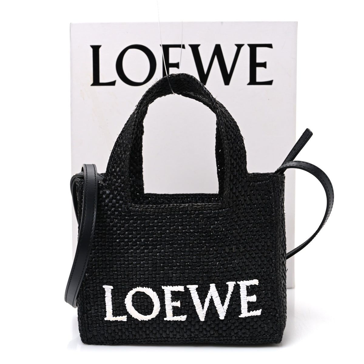Loewe X PAULA'S IBIZA Raffia Mini Font Tote Black 11 of 11