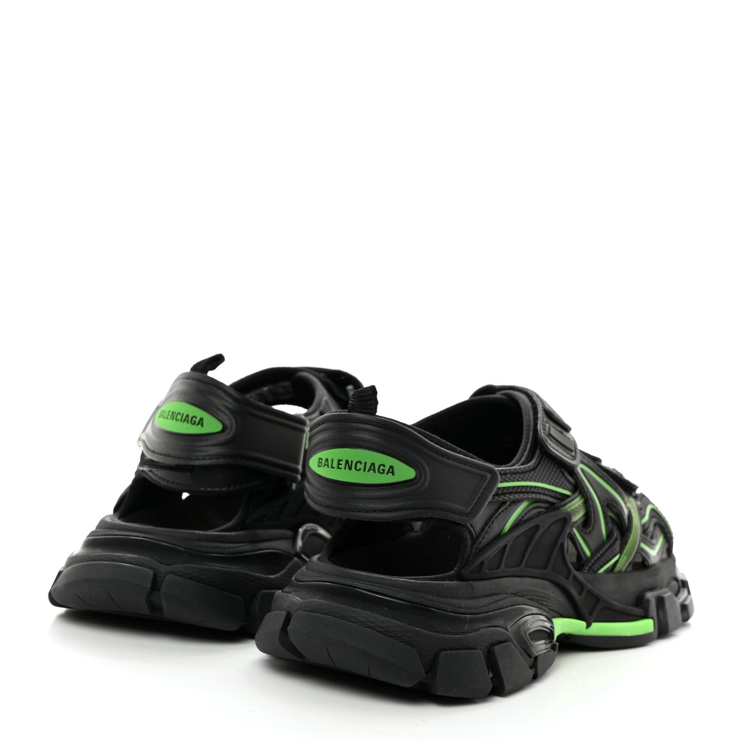 Rubber Neoprene Bi-Color Womens Track Sandals 37 Black Fluo Green