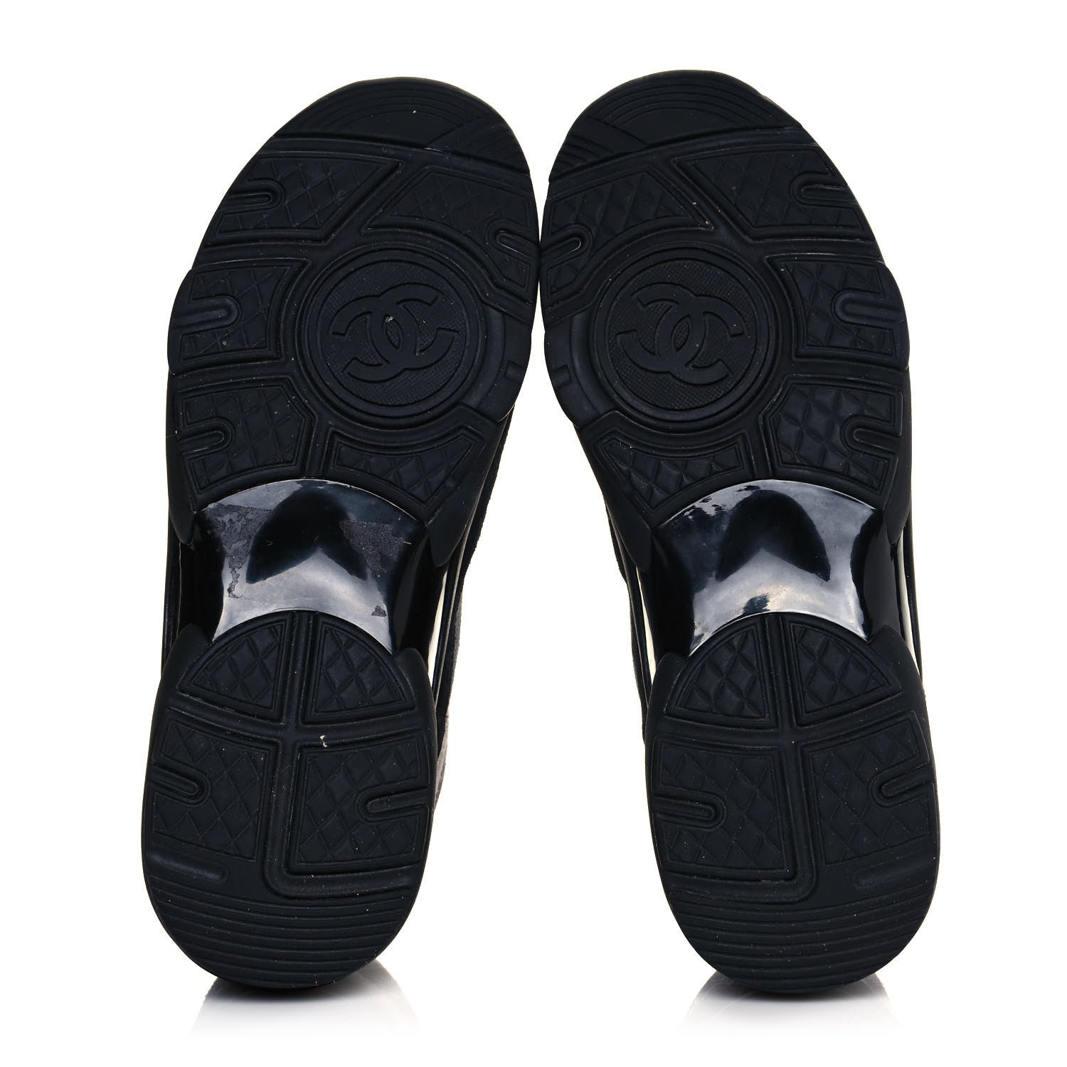 Chanel Suede Calfskin CC Sneakers 37.5 Grey 5 of 7