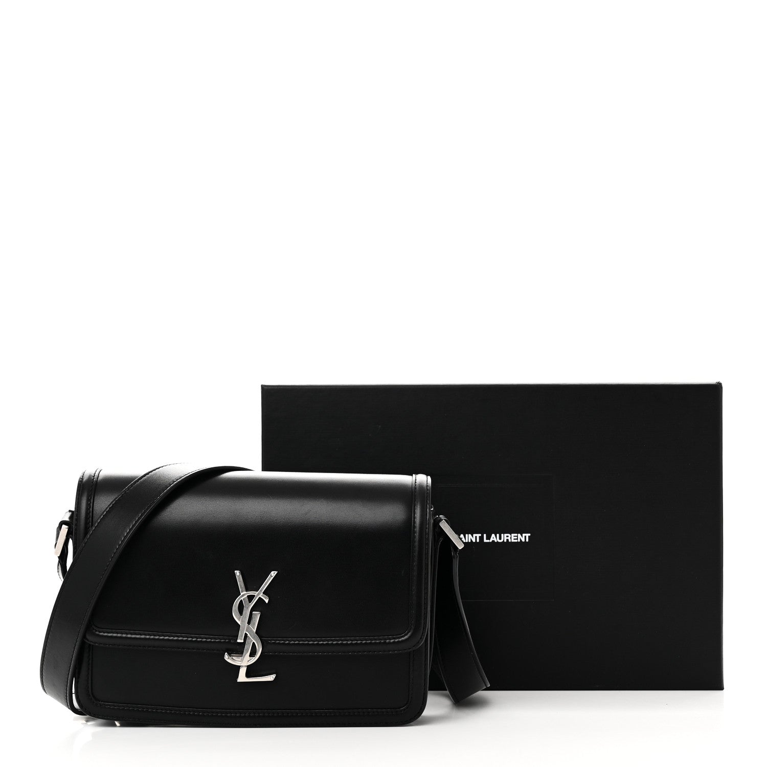 Saint Laurent Box Calfskin Monogram Medium Solferino Satchel Black 10 of 10