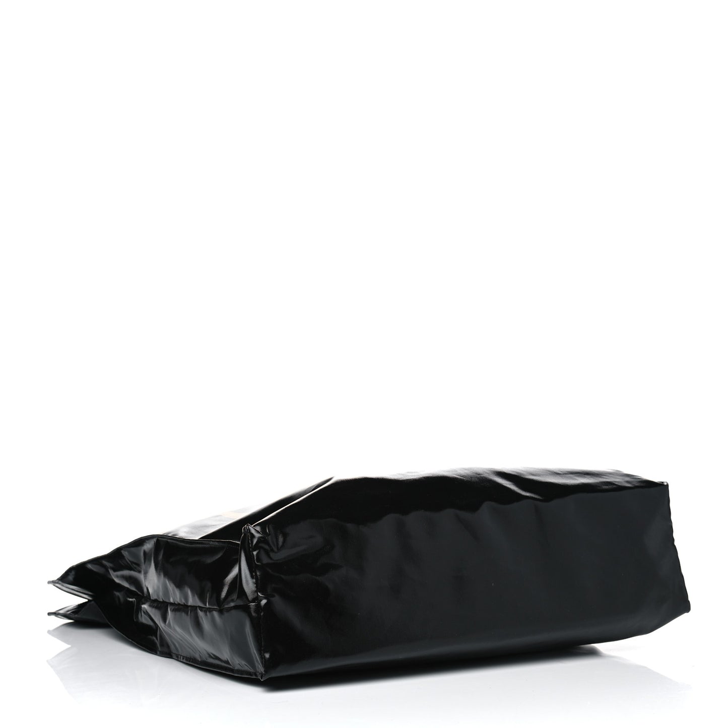 Patent Canvas Frame Logo Vertical Tote Black Crop
