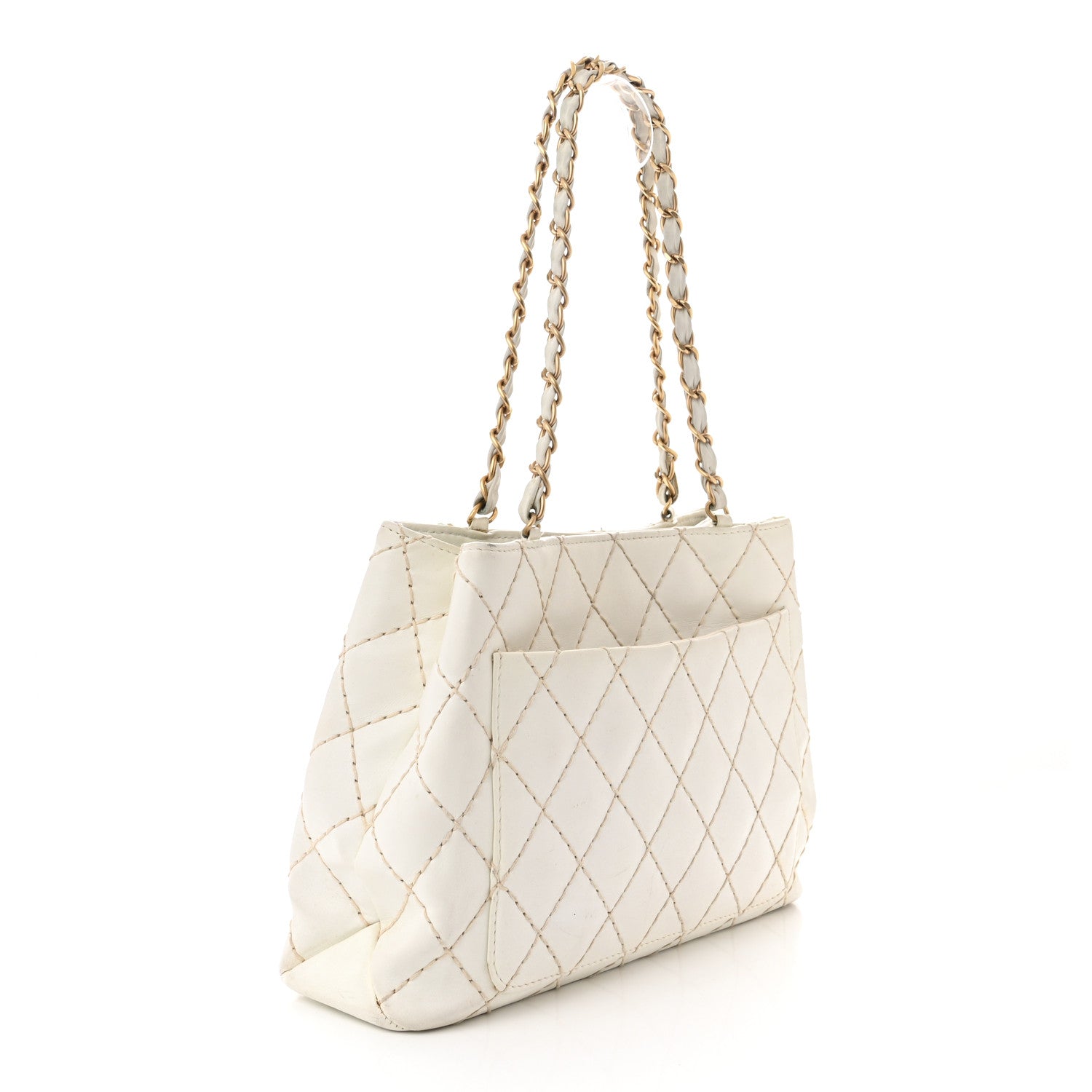 Chanel Calfskin Wild Stitch Shoulder Bag White 3 of 19